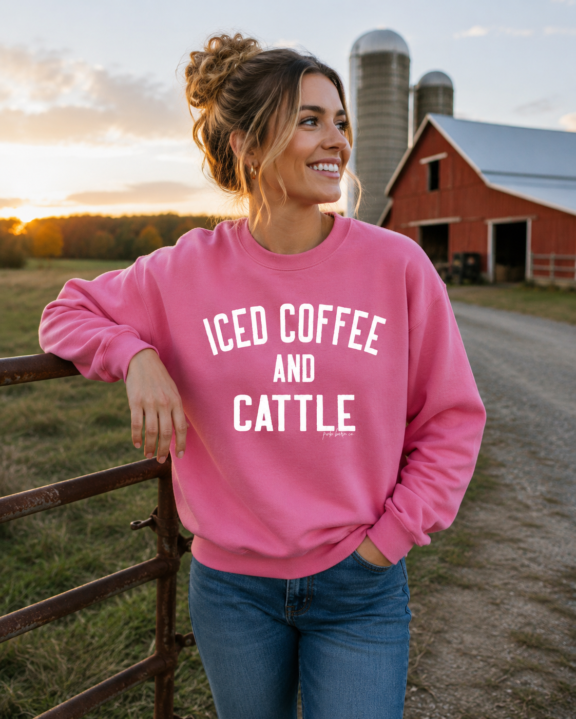 ICED COFFEE AND CATTLE Crew Sweatshirt